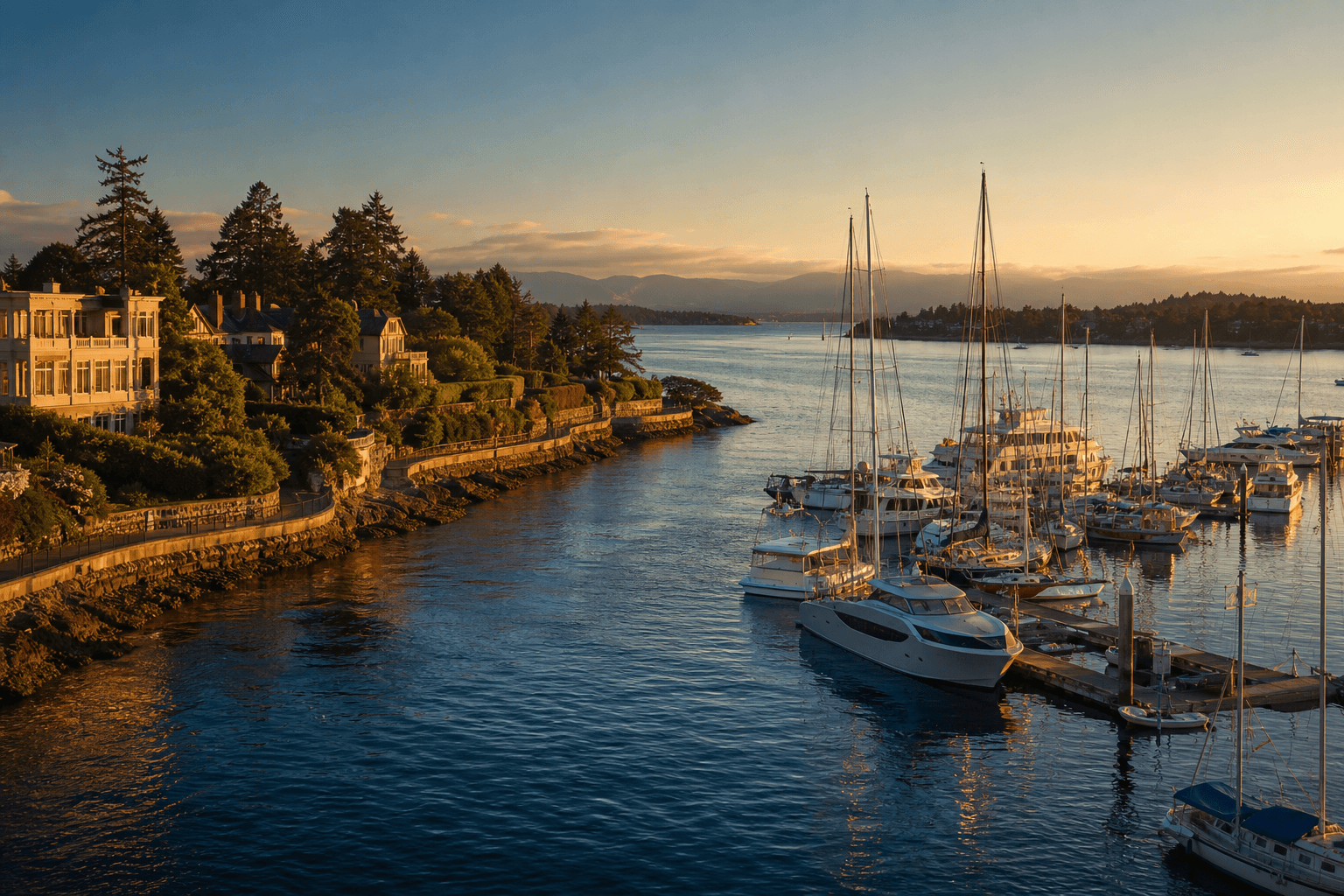 Oak Bay Marina and Salish Sea coastline, Victoria